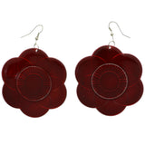 Mi Amore Flower Dangle-Earrings Red/Silver-Tone