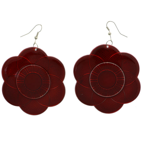 Mi Amore Flower Dangle-Earrings Red/Silver-Tone