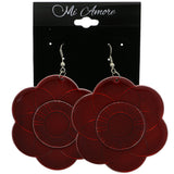 Mi Amore Flower Dangle-Earrings Red/Silver-Tone