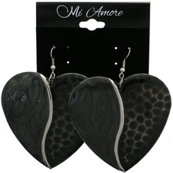 Mi Amore Heart Dangle-Earrings Silver-Tone/Black