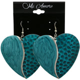 Mi Amore Heart Dangle-Earrings Blue/Silver-Tone