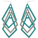 Mi Amore Layered Diamond Dangle-Earrings Blue/Silver-Tone