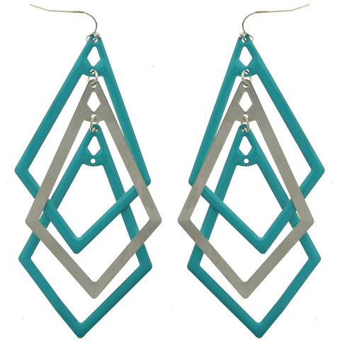 Mi Amore Layered Diamond Dangle-Earrings Blue/Silver-Tone