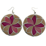 Mi Amore Flower Dangle-Earrings Silver-Tone/Pink