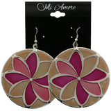 Mi Amore Flower Dangle-Earrings Silver-Tone/Pink