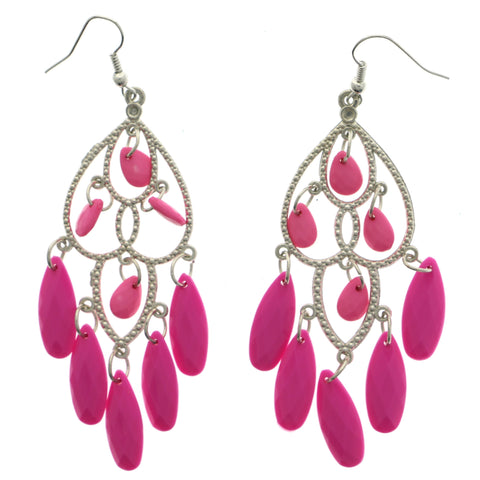 Mi Amore Dangle-Earrings Silver-Tone/Pink