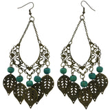 Mi Amore Leaf Dangle-Earrings Bronze-Tone/Blue