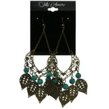 Mi Amore Leaf Dangle-Earrings Bronze-Tone/Blue