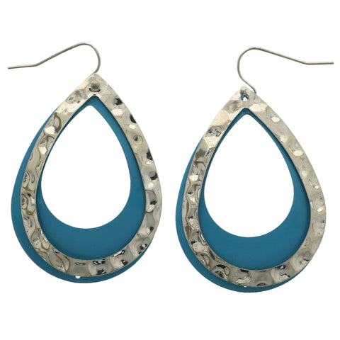 Mi Amore Teardrop Dangle-Earrings Silver-Tone/Blue