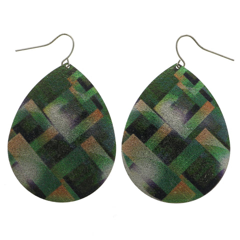 Mi Amore Geometric Teardrop Dangle-Earrings Green/Gold-Tone