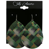 Mi Amore Geometric Teardrop Dangle-Earrings Green/Gold-Tone