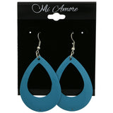 Mi Amore Layered Teardrop Dangle-Earrings Blue/Silver-Tone