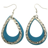 Mi Amore Layered Teardrop Dangle-Earrings Silver-Tone/Blue
