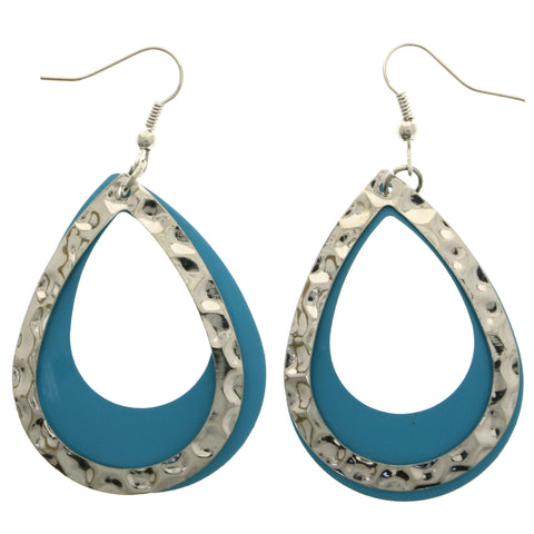 Mi Amore Layered Teardrop Dangle-Earrings Silver-Tone/Blue