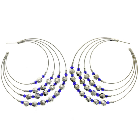 Mi Amore Hoop-Earrings Silver-Tone/Blue
