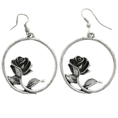 Mi Amore Rose Dangle-Earrings Silver-Tone