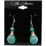 Mi Amore Faux-Turquoise Dangle-Earrings Silver-Tone/Blue