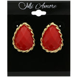 Mi Amore Teardrop Dangle-Earrings Red/Gold-Tone
