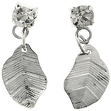 Mi Amore Leaf Dangle-Earrings Silver-Tone