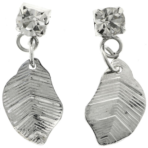 Mi Amore Leaf Dangle-Earrings Silver-Tone