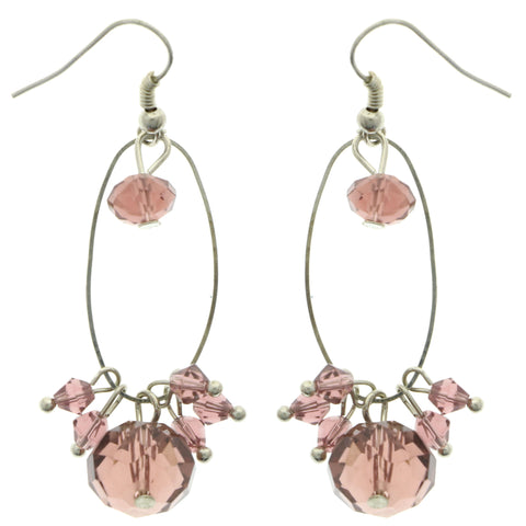Mi Amore Dangle-Earrings Silver-Tone/Pink