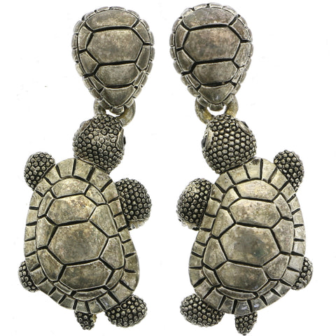 Mi Amore Turtle Dangle-Earrings Silver-Tone