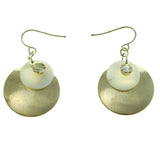 Gold-Tone & White Metal Dangle-Earrings With Crystal Accents