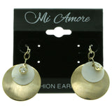 Gold-Tone & White Metal Dangle-Earrings With Crystal Accents