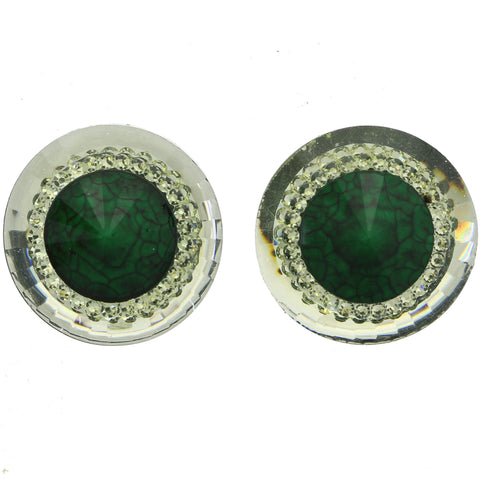 Mi Amore Stud-Earrings Silver-Tone/Green