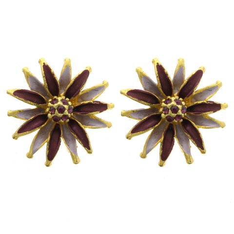 Mi Amore Flower Stud-Earrings Gold-Tone/Purple