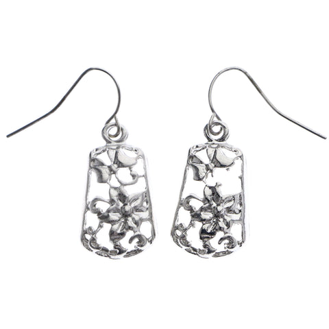 Mi Amore Flower Dangle-Earrings Silver-Tone