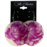 Mi Amore Glitter Rose Dangle-Earrings Pink & White