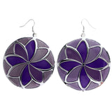 Mi Amore Flower Dangle-Earrings Purple/Silver-Tone