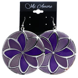 Mi Amore Flower Dangle-Earrings Purple/Silver-Tone