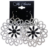 Mi Amore Flower Dangle-Earrings Silver-Tone/Black