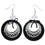 Mi Amore Bow Dangle-Earrings White/Black