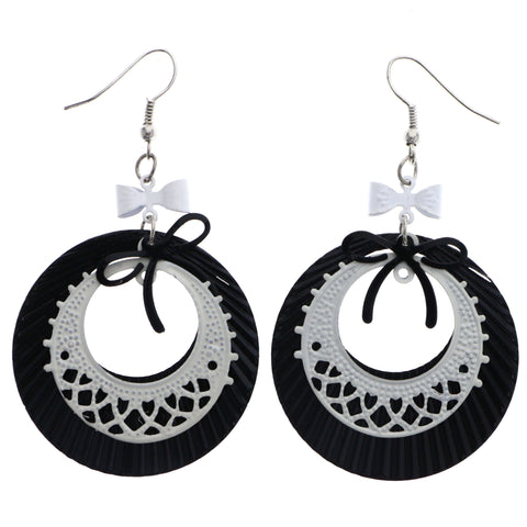 Mi Amore Bow Dangle-Earrings White/Black