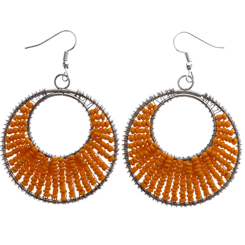 Mi Amore Dangle-Earrings Orange/Silver-Tone