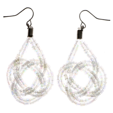 Mi Amore AB Finish Dangle-Earrings White/Silver-Tone