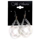 Mi Amore AB Finish Dangle-Earrings White/Silver-Tone