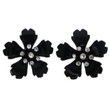 Mi Amore Flower Dangle-Earrings Black/Silver-Tone