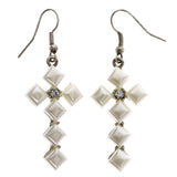 Mi Amore Cross Dangle-Earrings White/Silver-Tone
