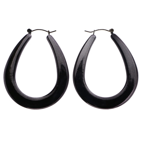Mi Amore Hoop-Earrings Black/Silver-Tone