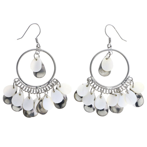 Mi Amore Shell Dangle-Earrings Silver-Tone/White