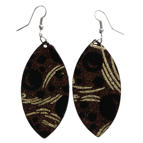Mi Amore Glitter Dangle-Earrings Brown/Gold-Tone