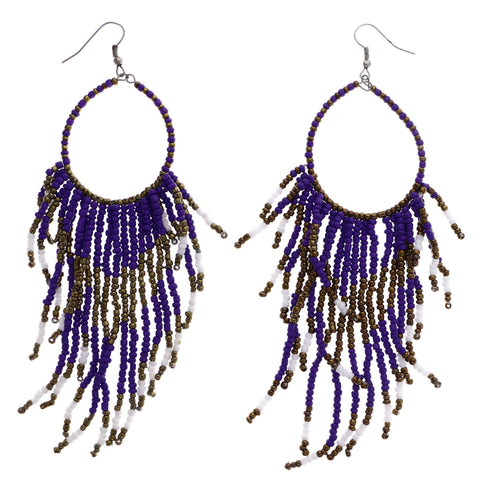 Mi Amore Dangle-Earrings Purple/Gold-Tone