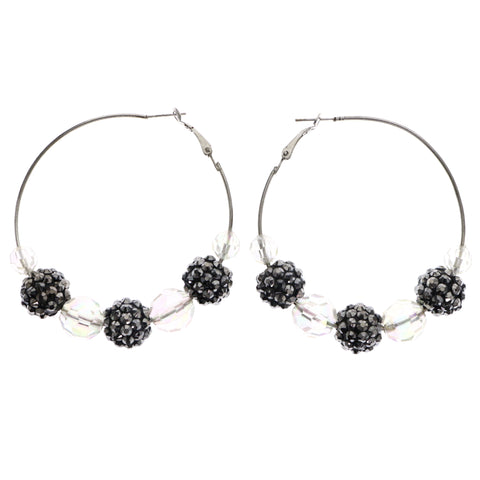 Mi Amore AB Finish Hoop-Earrings Silver-Tone/Clear