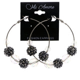 Mi Amore AB Finish Hoop-Earrings Silver-Tone/Clear