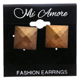 Mi Amore Faceted Stud-Earrings Brown