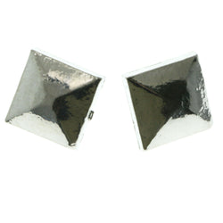 Silver-Tone Metal Stud-Earrings